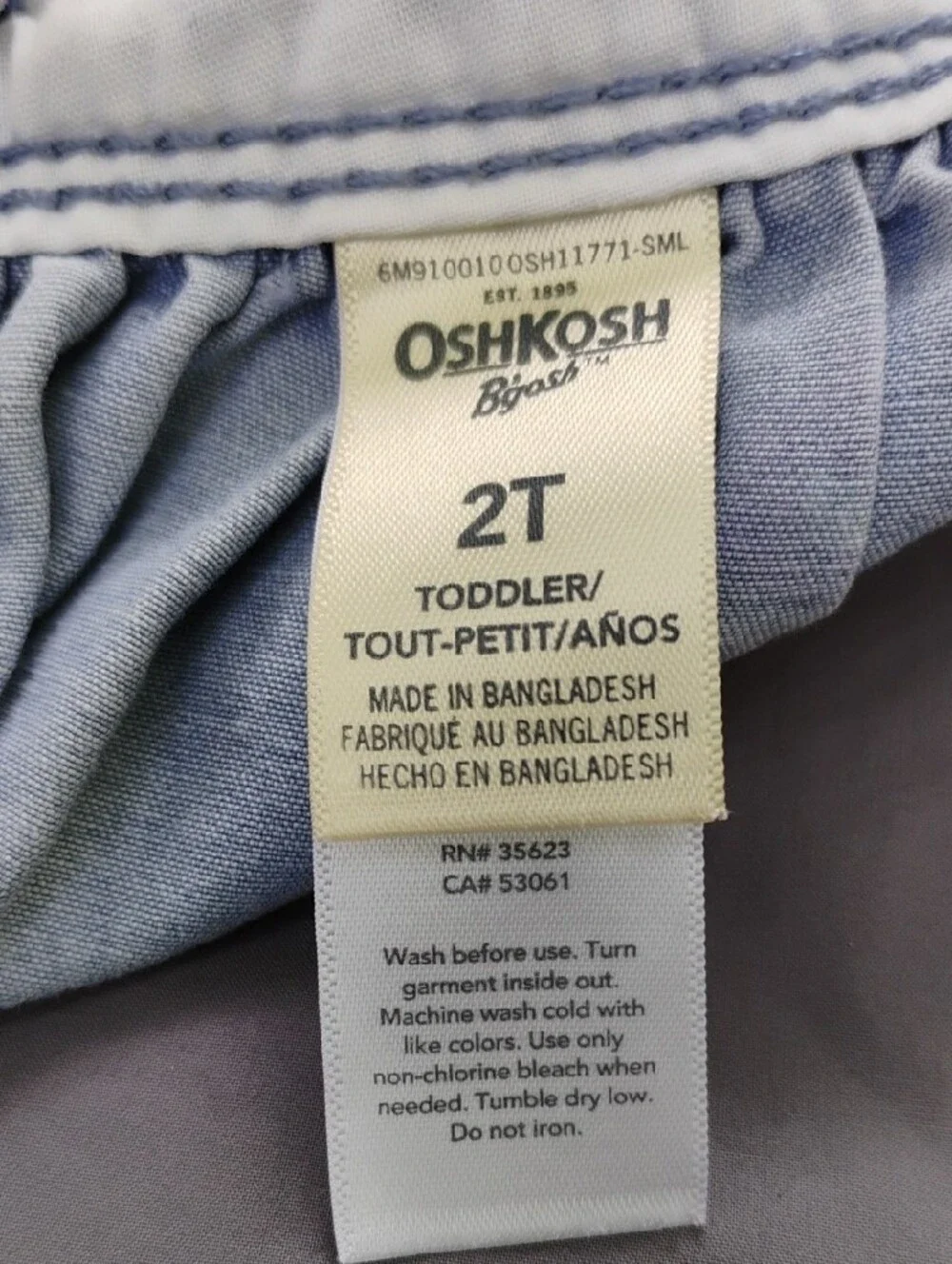 OshKosh B'gosh Light Blue Denim Floral Overall Dress